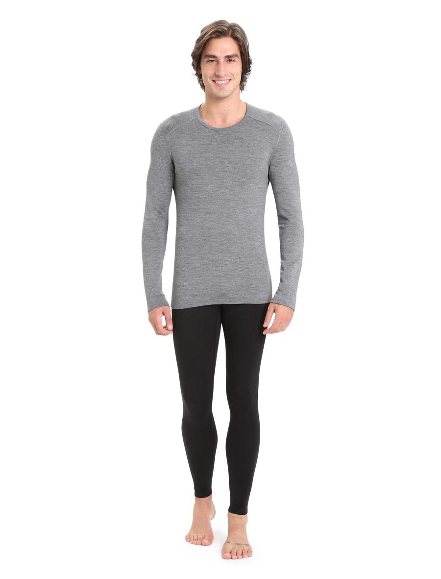 Icebreaker Merino 260 Tech Long Sleeve Crewe Thermal Top Férfi Base Layers Szürke | HU 1396BEXC